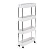 4 Tier Slim Storage Cart Mobile Shelving Unit Organizer Slide Out Storage Rolling Utility Cart Tower Rack for Kitchen Bathroom Laundry Narrow Places,