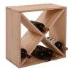 24 Bottle Modular Wine Rack, Stackable Wine Storage Cube for Bar Cellar Kitchen Dining Room, Burlywood