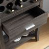 Wine Bar Cabinet, Kitchen Storage Cabinet with Drawer and Open Shelves, Distressed Grey