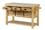 ACME Grovaam Kitchen Island, Marble & Natural Finish AC00188