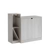 Bar Cabinet, Wine Bottle Storage Display Kitchen Cabinet, Holds 4 Wine Bottles- White Oak