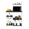 Functional Kitchen Baker's Rack Utility Microwave Oven Stand Storage Cart Workstation Shelf, Black