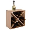 24 Bottle Modular Wine Rack, Stackable Wine Storage Cube for Bar Cellar Kitchen Dining Room, Burlywood