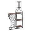 11 Bottle Wine Bakers Rack, 5 Tier Freestanding Wine Rack with Hanging Wine Glass Holder and Storage Shelves, Wine Storage Home Bar for Liquor and Win